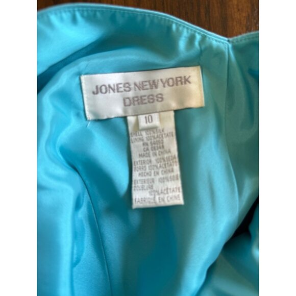 Vintage Jones of New York Dress Blue Sheath 100% Silk Knee Length Slip Lined 10 - Picture 5 of 9